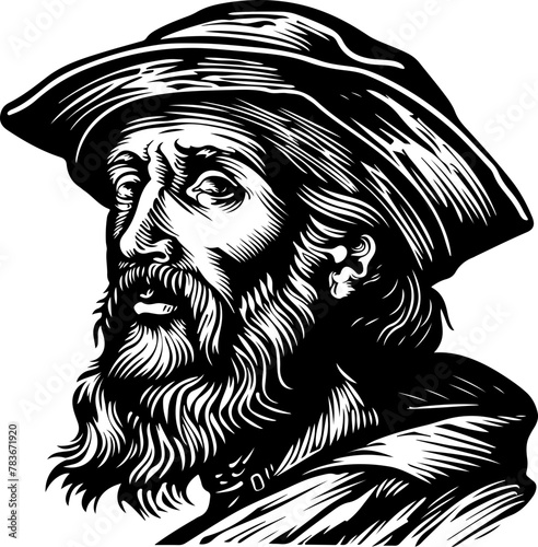 illustration of a Renaissance philosopher, great for educational, historical, and cultural content