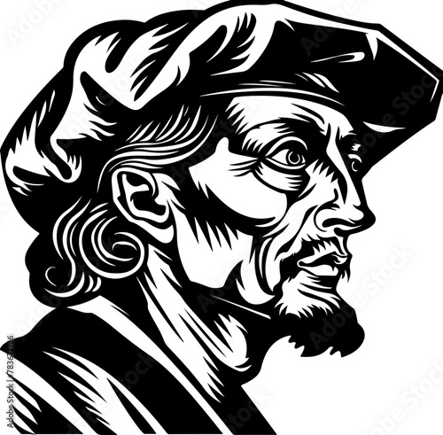 illustration of a Renaissance philosopher, great for educational, historical, and cultural content