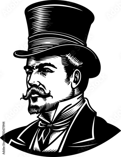 Victorian gentleman with a top hat, perfect for historical, cultural, or literary content