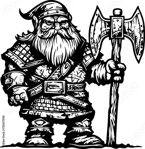 formidable dwarf warrior with an axe, suitable for fantasy settings, gaming, and mythical stories
