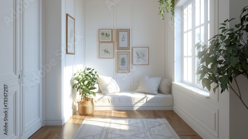 Elegant Hallway Alcove Transformed into Cozy Reading Corner for Quiet Reflection and Introspection