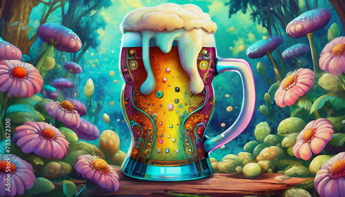 OIL PAINTING STYLE cartoon Glass of beer