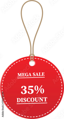35% OFF Sale tag. 35% Discount Offer. Discount Promotion. Big sale collection for banners, labels, posters. Discount offer price. Vector illustration. Special offer 35% off label or price tag on white