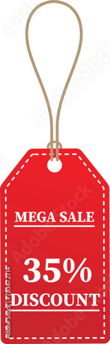 35% OFF Sale tag. 35% Discount Offer. Discount Promotion. Big sale collection for banners, labels, posters. Discount offer price. Vector illustration. Special offer 35% off label or price tag on white