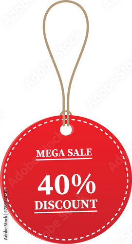 40% OFF Sale tag. 40% Discount Offer. Discount Promotion. Big sale collection for banners, labels, posters. Discount offer price. Vector illustration. Special offer 40% off label or price tag on white