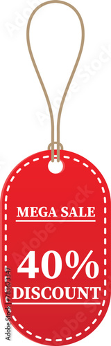 40% OFF Sale tag. 40% Discount Offer. Discount Promotion. Big sale collection for banners, labels, posters. Discount offer price. Vector illustration. Special offer 40% off label or price tag on white