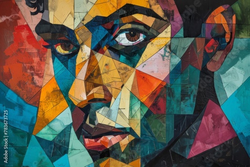 Mosaic of Perception in Cubist Portrait