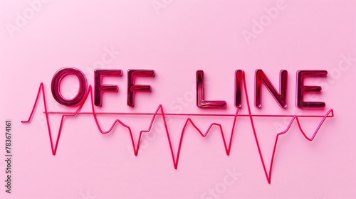 the word offline is written on a pink background, and below it is a red horizontal ECG line © Crazy Dark Queen