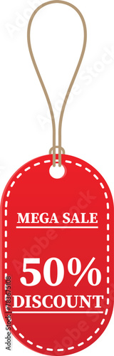 50% OFF Sale tag. 50% Discount Offer. Discount Promotion. Big sale collection for banners, labels, posters. Discount offer price. Vector illustration. Special offer 50% off label or price tag on white