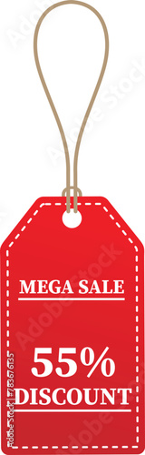 55% OFF Sale tag. 55% Discount Offer. Discount Promotion. Big sale collection for banners, labels, posters. Discount offer price. Vector illustration. Special offer 55% off label or price tag on white