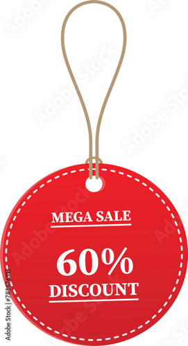 60% OFF Sale tag. 60% Discount Offer. Discount Promotion. Big sale collection for banners, labels, posters. Discount offer price. Vector illustration. Special offer 60% off label or price tag on white