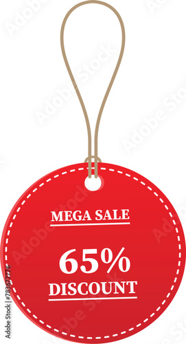 65% OFF Sale tag. 65% Discount Offer. Discount Promotion. Big sale collection for banners, labels, posters. Discount offer price. Vector illustration. Special offer 65% off label or price tag on white
