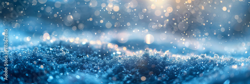 Sparkling Blue Bokeh Light Background for Festive Occasions photo