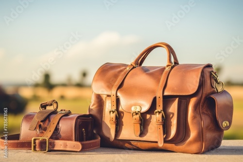 Tourist trip essentials. luggage and suitcases for holidaymakers and vacation travel photo
