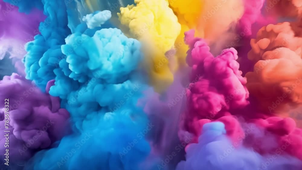A symphony of rainbow hues come alive in this explosive and captivating animation of colorful smokes. A symphony of rainbow hues come alive in this explosive and captivating animation of colorful smokes.