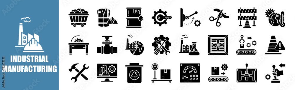 Industrial Manufacturing icon set for design elements	
