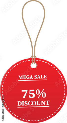 75% OFF Sale tag. 75% Discount Offer. Discount Promotion. Big sale collection for banners, labels, posters. Discount offer price. Vector illustration. Special offer 75% off label or price tag on white