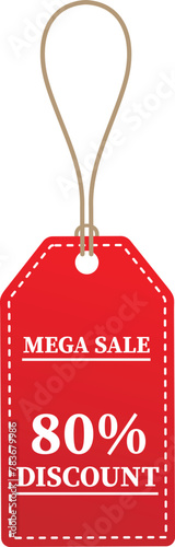 80% OFF Sale tag. 80% Discount Offer. Discount Promotion. Big sale collection for banners, labels, posters. Discount offer price. Vector illustration. Special offer 80% off label or price tag on white