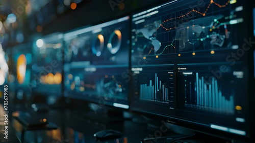 stock data monitor analyzing data stock market in monitoring room on the data presented in the chart, forex trading graph, stock exchange trading online, financial investment photo
