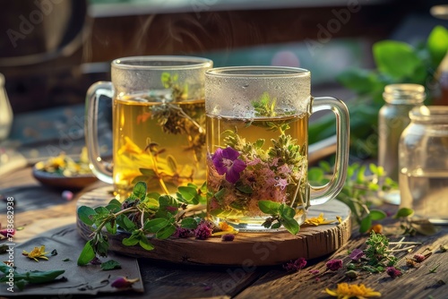 Tantalizing Aromatic herbal tea. Fresh tea cup. Generate Ai