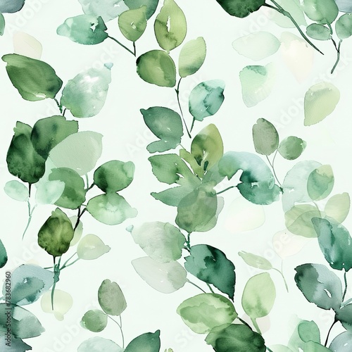 Whimsical watercolor mint, seamless pattern, refreshing light greens s. Seamless Pattern, Fabric Pattern, Tumbler Wrap, Mug Wrap.