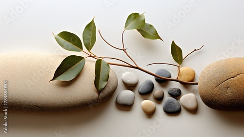 Natural composition with stones and leaves