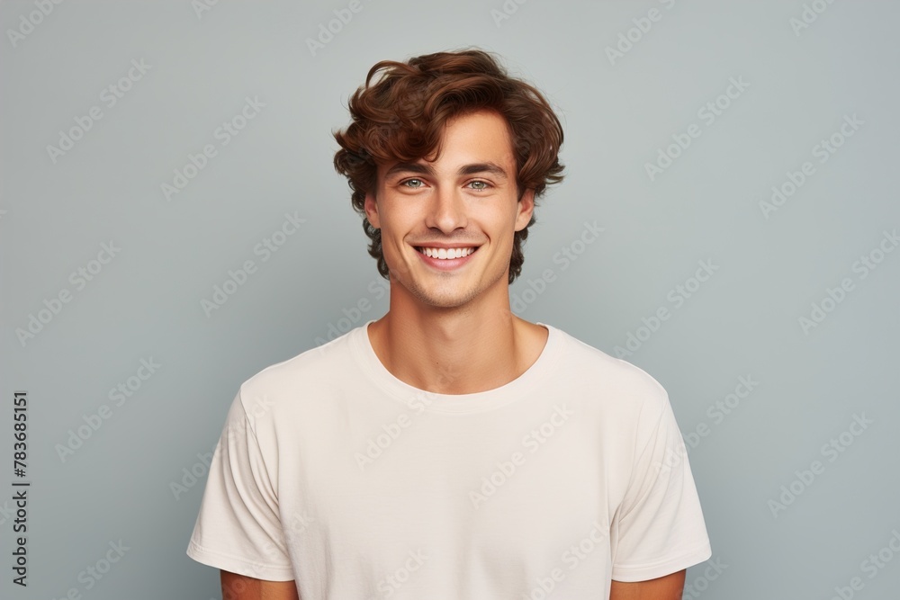 A man with a white shirt is smiling and looking at the camera A man with a white shirt is smiling and looking at the camera