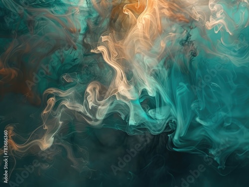 Billowing bronze and teal smoke photo