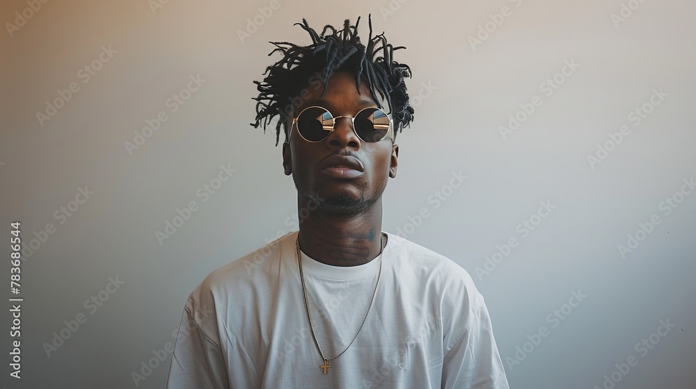 Obraz premium Man wearing sunglasses and white shirt