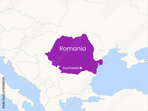 High detailed map of Romania. Outline map of Romania. Europe
