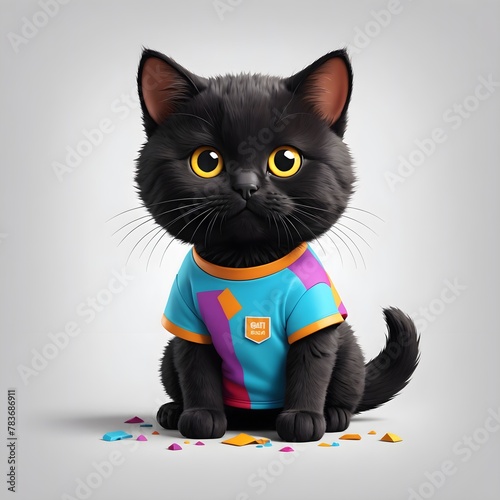 Stylish Cartoon Black Cat with Sporty Attire