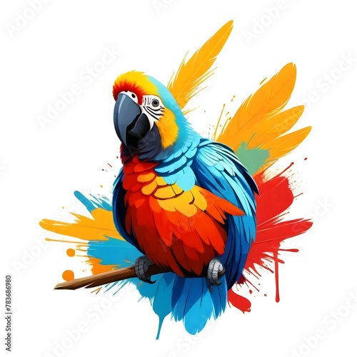 Majestic Parrot in Flight with Colorful Background