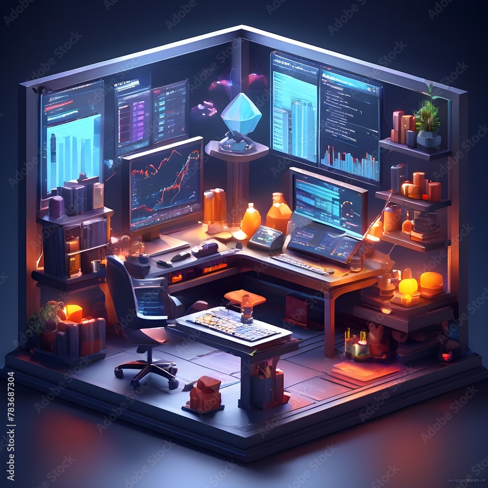 Trading dashboard , 3d Isometric art of trading dashboard Trading dashboard , 3d Isometric art of trading dashboard