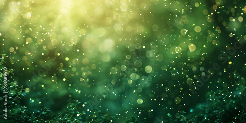 Enchanted Forest Light Bokeh - Magical Green Wonderland Background © smth.design