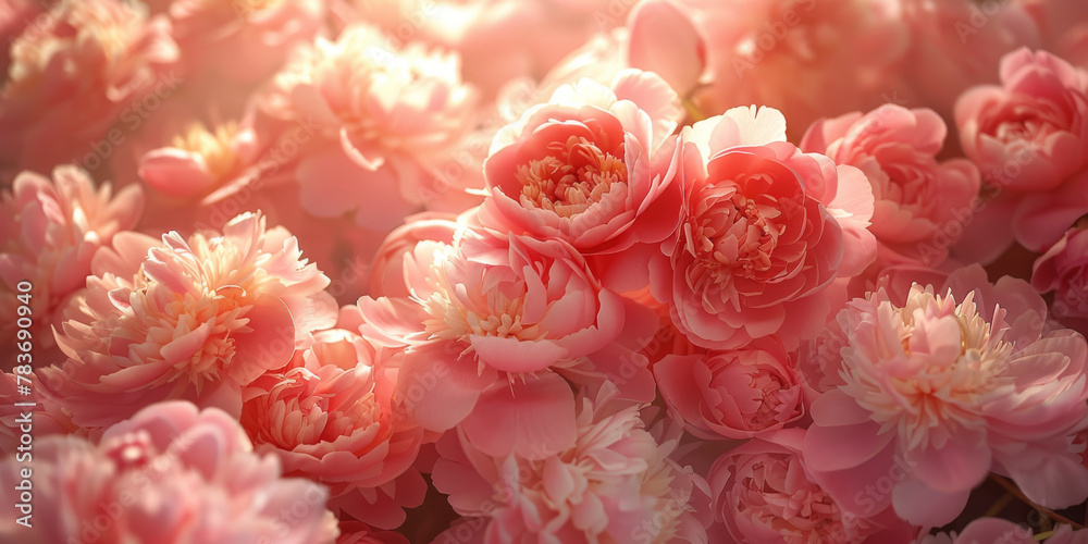 Blossoming Pink Peonies in Soft Light Blossoming Pink Peonies in Soft Light