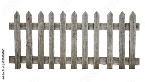 Old wooden fence isolated on transparent background