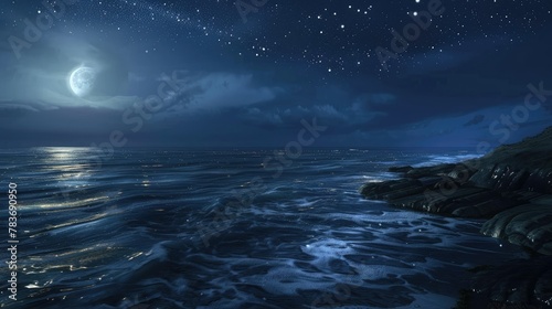 A Coastal Symphony Under the Moonlight