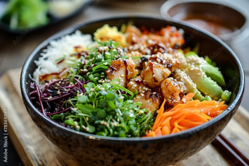 Diverse Asian food street market. Street lunch meal cuisine travel. Generate Ai