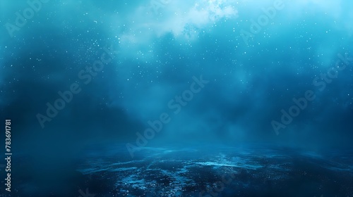 Blue Sea Sky Abstract Background with Bright Light and Glow, Empty Space Template