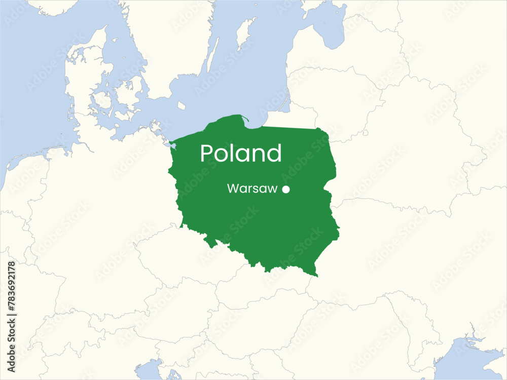 High detailed map of Poland. Outline map of Poland. Europe
