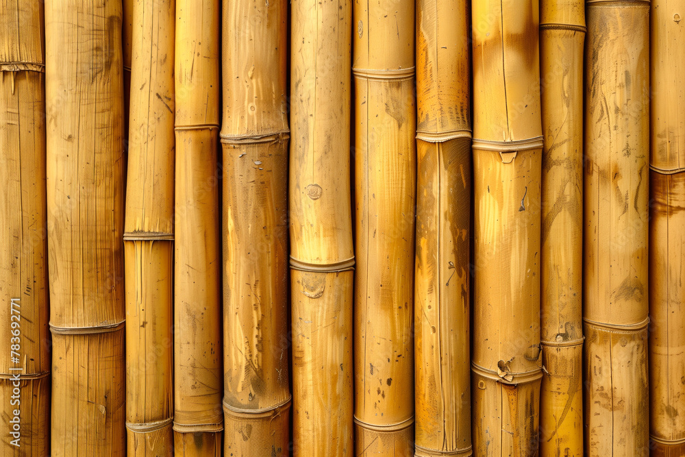 Fototapeta premium Golden bamboo stems close up