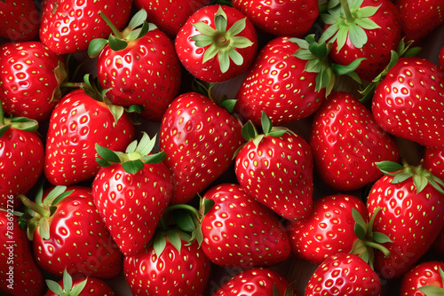 Close-up of juicy ripe strawberries