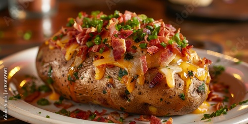 Cheesy bacon baked potato photo