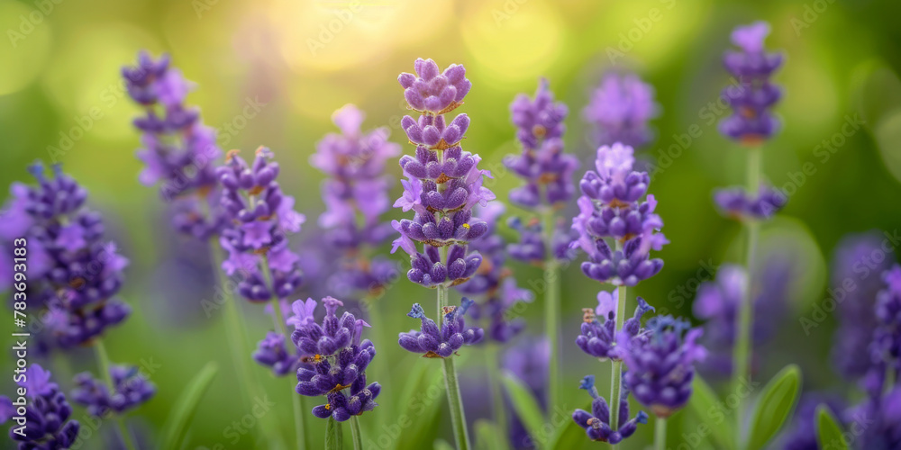 Fototapeta premium Serene Lavender Field at Sunset: Tranquil, Aromatic, Natural Beauty