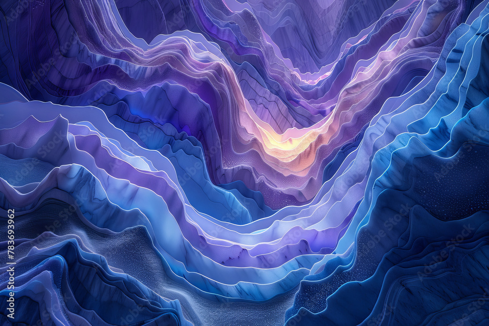 Obraz premium Surreal Digital Artwork of Abstract Colorful Canyons