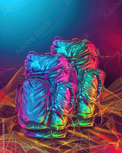 Backpacks slung over shoulders, travelers stepped into the unknown, their spirits buoyed by adventure, closeup photo