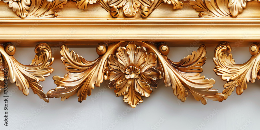 Elegant Golden Floral Carving on Luxurious Ornate Frame Elegant Golden Floral Carving on Luxurious Ornate Frame