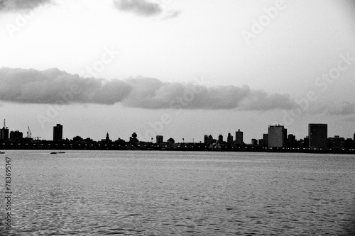 Morning skyline, Marine Drive, Bombay, Mumbai, Maharashtra, India, Asia