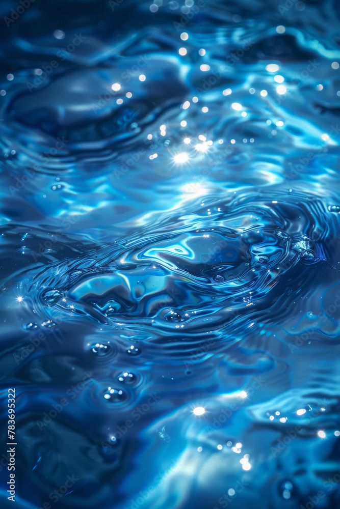 Tranquil Blue Water Surface with Sparkling Sun Reflections