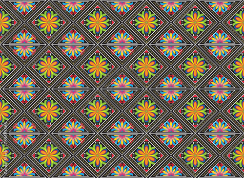 Geometric vector background with sacral tribal ethnic elements. Traditional triangles gypsy geometric forms sprites tribal themes apparel fabric tapestry print
